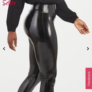 SPANX Black High-Waist Faux Leather Leggings